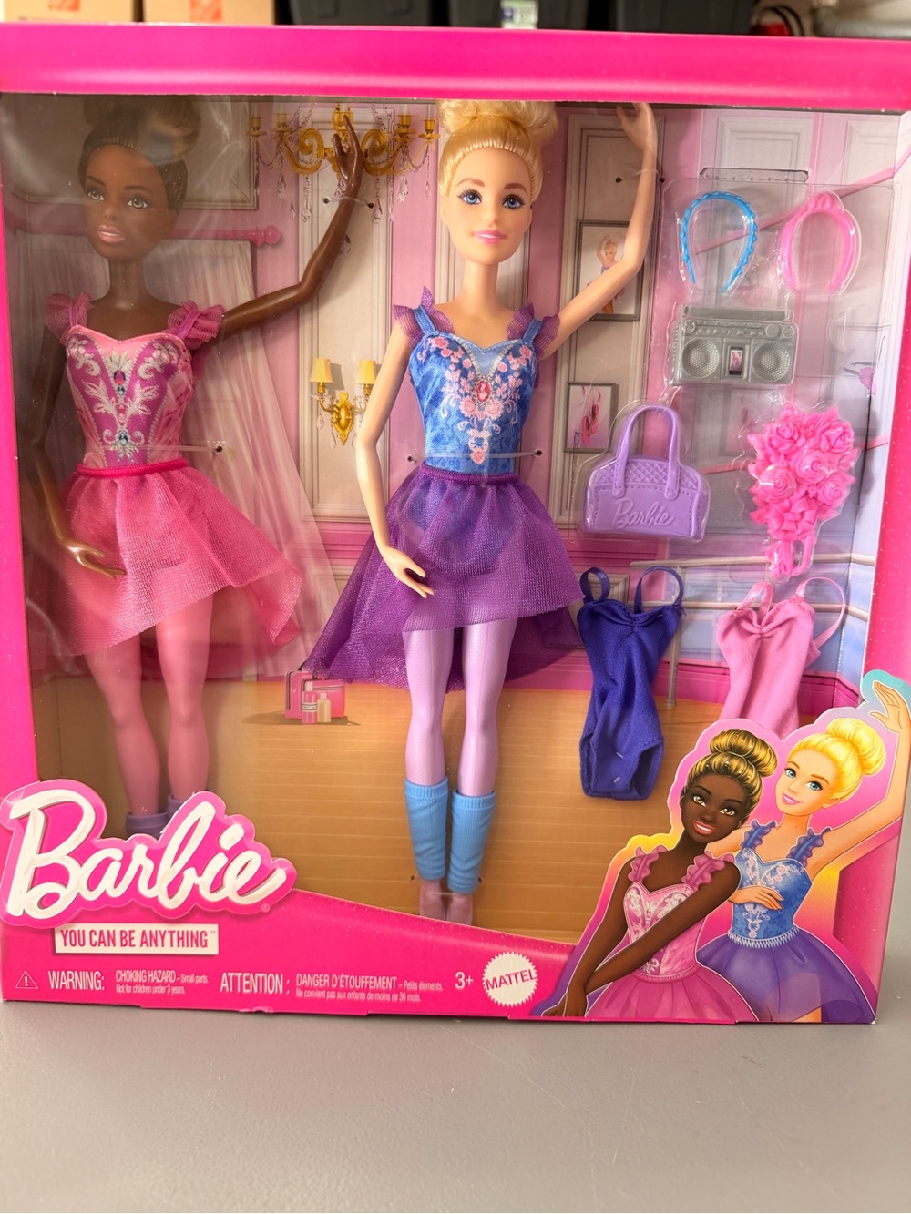 Barbie 2-Pack Dance Dolls with Pink and Purple Costumes #doll #toy #kids